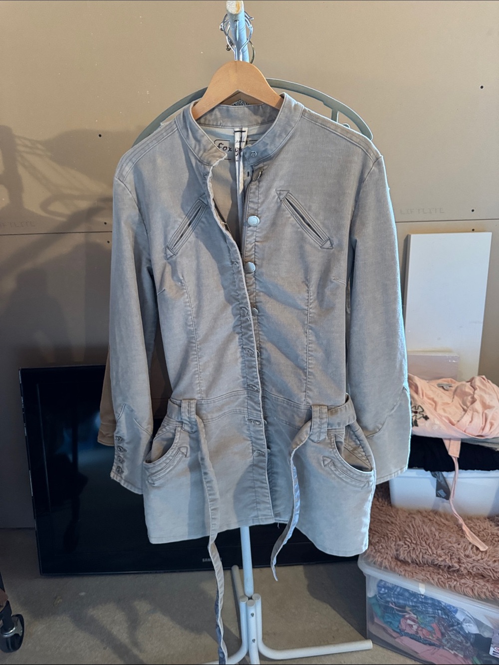Fox Light Gray Utility Jacket with Drawstring Waist